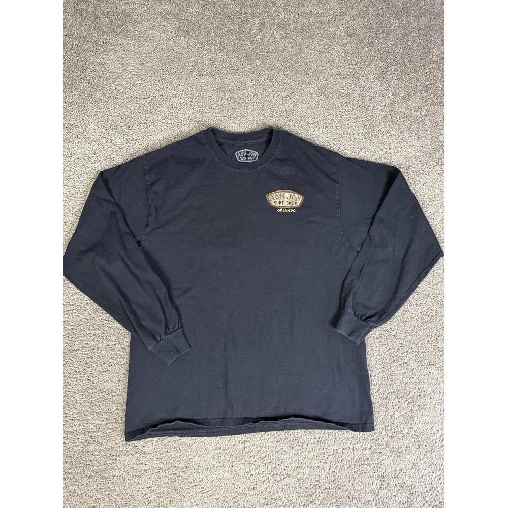 Ron Jon Surf Shop Shirt Mens L Black Surf Graphic Long Sleeve Crew Neck